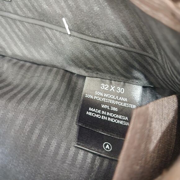 Kenneth Cole Reaction Wool Stop Blend Brown 32x28 Dress Pants Flat Front New - Picture 5 of 8